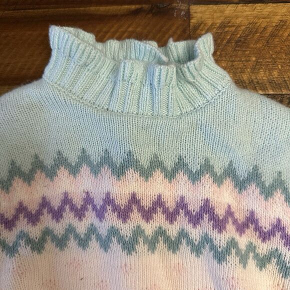 Janie and Jack Forever Fair Isle Sweater Cream and Sugar Size 4 Blue Purple - Picture 5 of 7